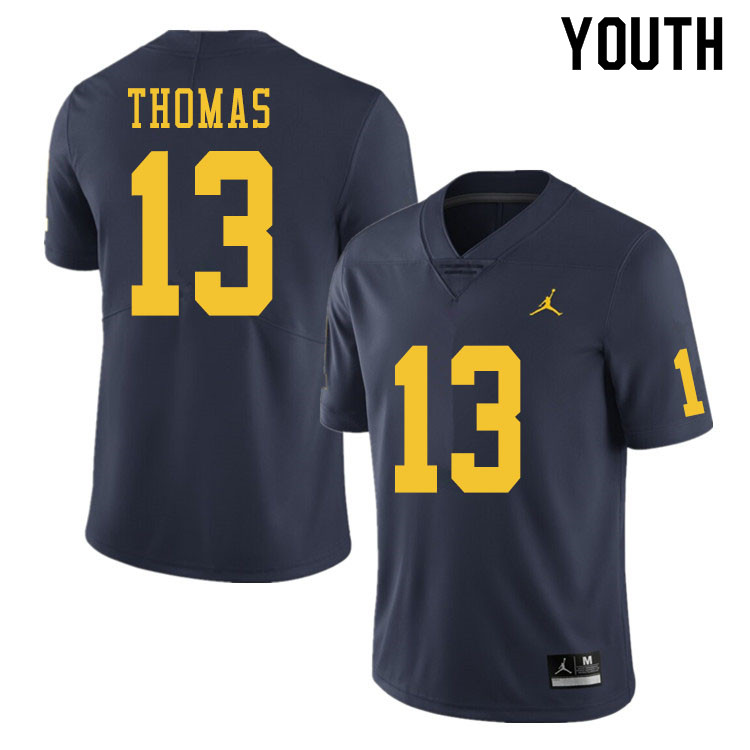 Youth #13 Charles Thomas Michigan Wolverines College Football Jerseys Sale-Navy